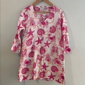 Gretchen Scott Designs swim tunic cover up seashells pink/orange size:M